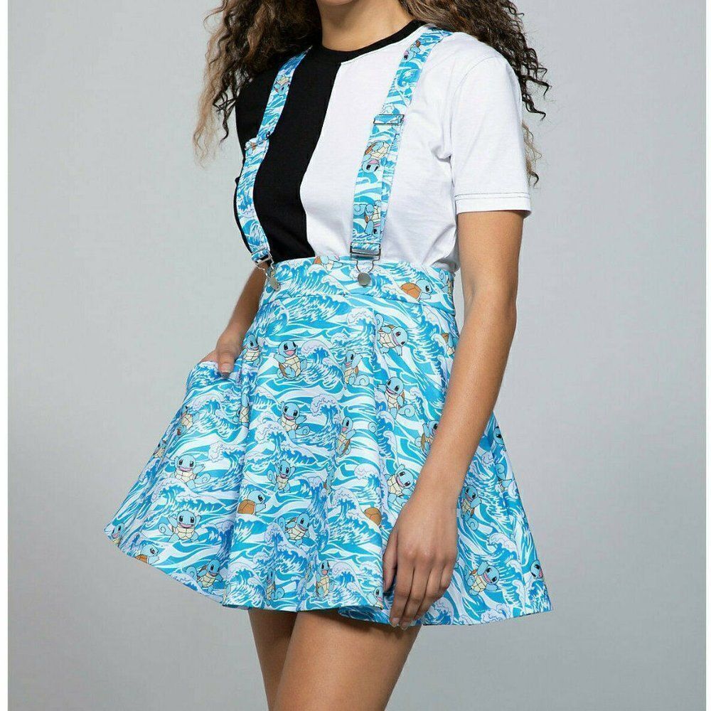 Official Licensed Pokemon, Pokemon Go Squirtle Wave Suspender Skirt Sz Small